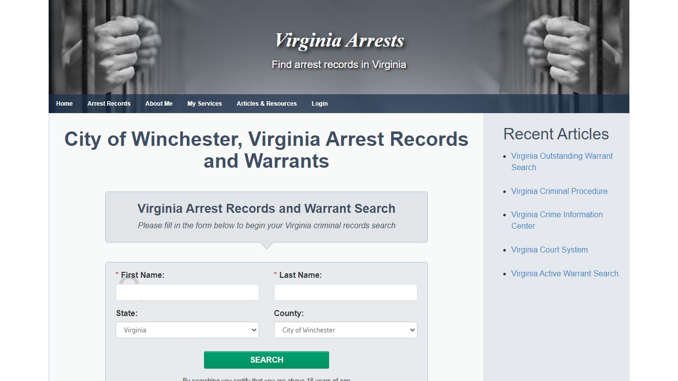 City of Winchester, Virginia Arrest Records and Warrants